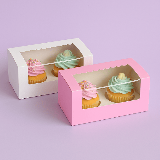 Doos voor 2 cupcakes (nieuw ontwerp) luifel (10 st)