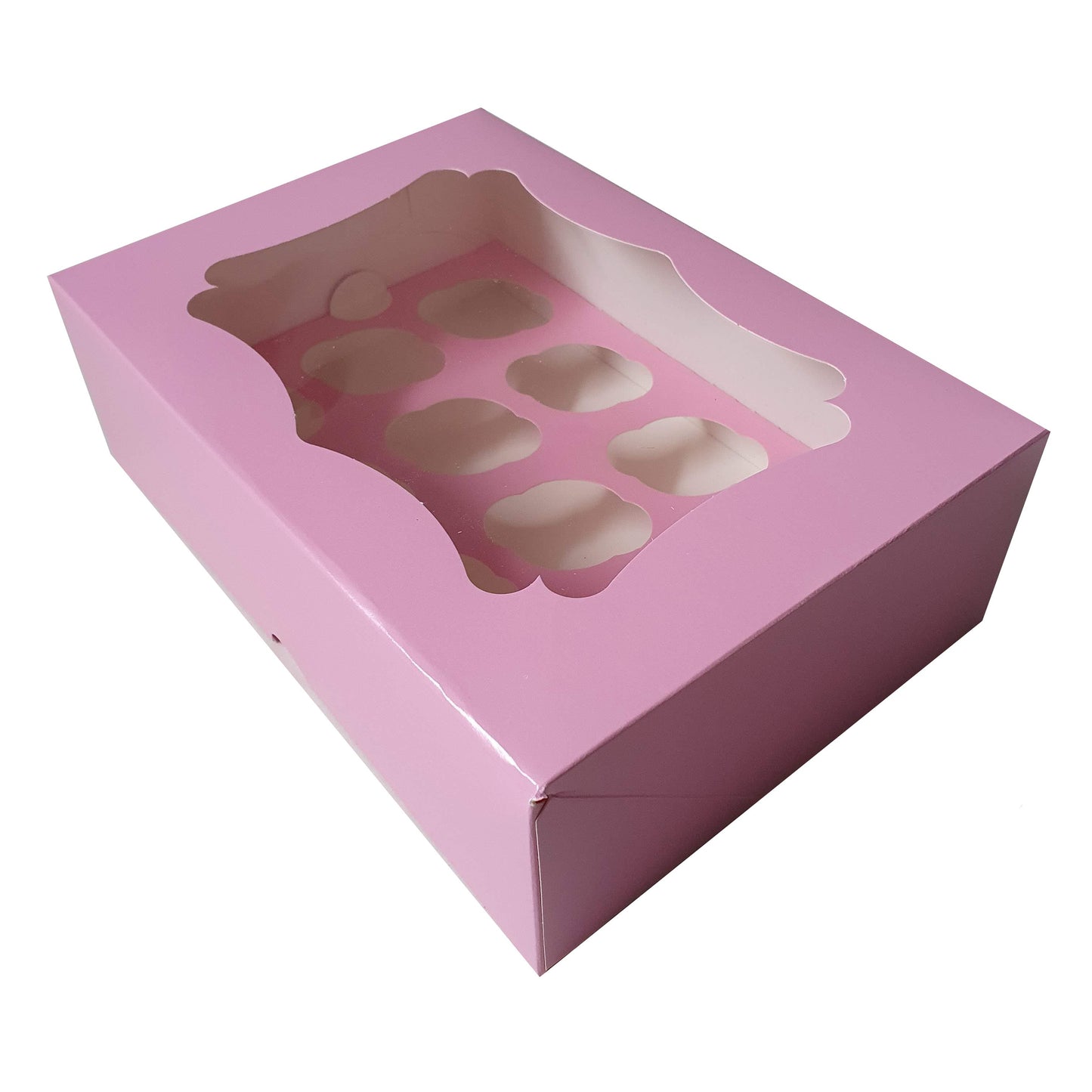 Sierlijke roze doos voor 12 minicupcakes (25 st.)