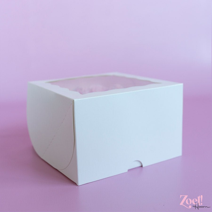 Witte taartdoos met venster - 25x25x15 (25 st.) - Cupcakedozen.nl