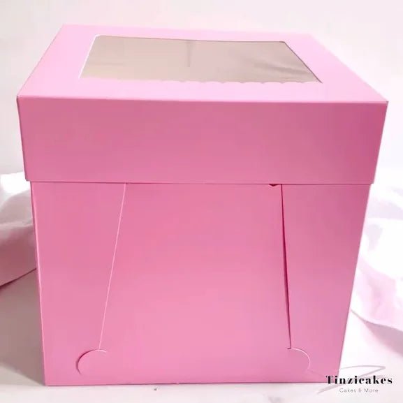 Roze hoge taartdoos 25x25x25 - luifel (10 st) - Cupcakedozen.nl