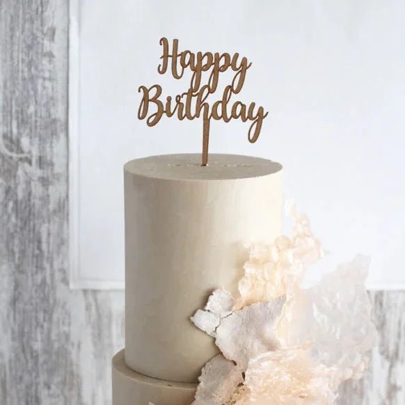 Cake toppers MDF - Happy Birthday (5 st) - Cupcakedozen.nl
