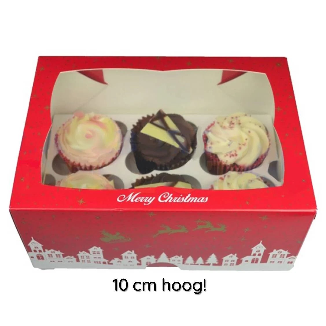 Kerst doos voor 6 cupcakes (25 st.) - Cupcakedozen.nl