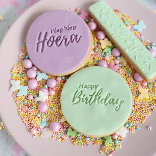 Koekstempel - Happy Birthday - Cupcakedozen.nl