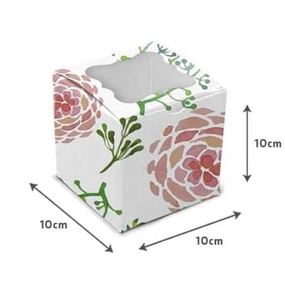 Fleurige kubus voor 1 cupcake (10 st.) - Cupcakedozen.nl