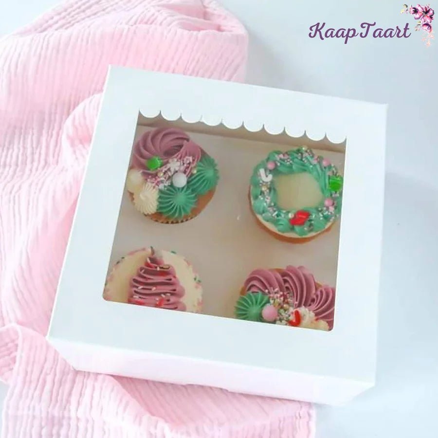 Doos voor 4 cupcakes - luifel (10 st) - Cupcakedozen.nl