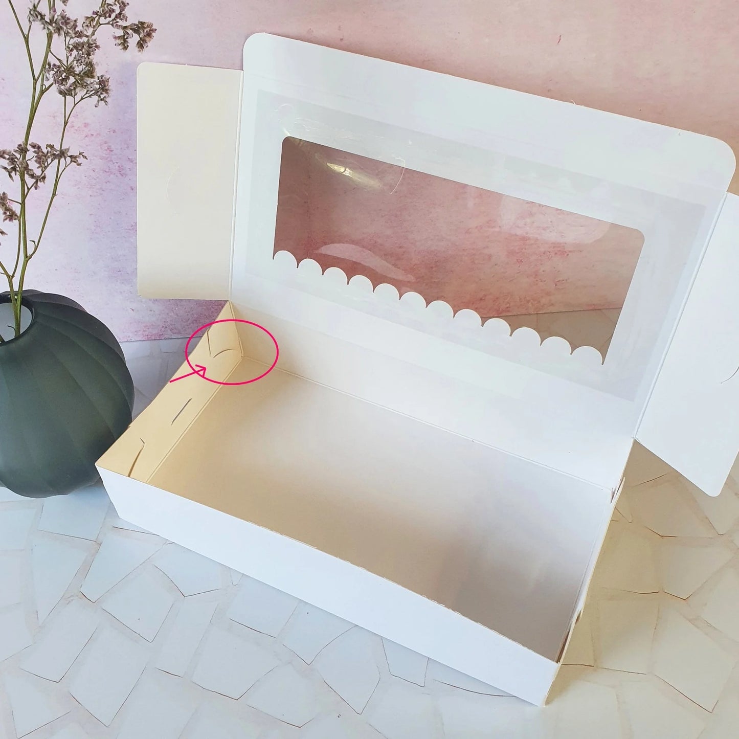 Witte sweet box 23x12,5x5 - luifel (10 st) - Cupcakedozen.nl