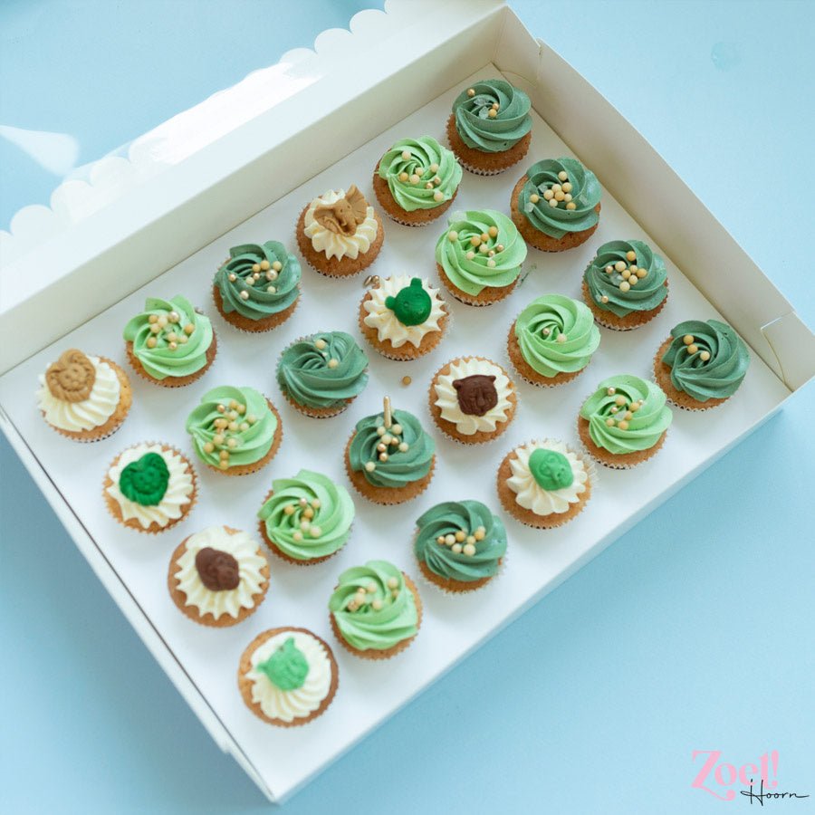 Doos voor 24 minicupcakes - luifel (10 st) - Cupcakedozen.nl