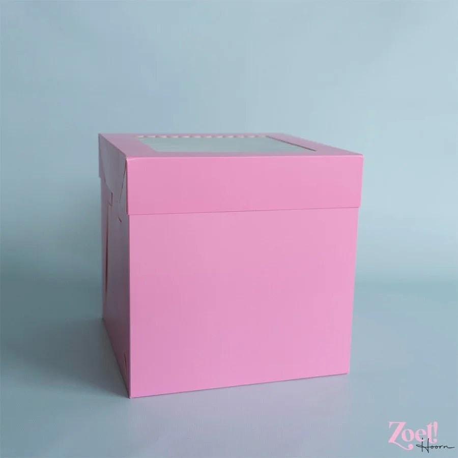 Roze hoge taartdoos 28x28x28 - luifel (10 st) - Cupcakedozen.nl