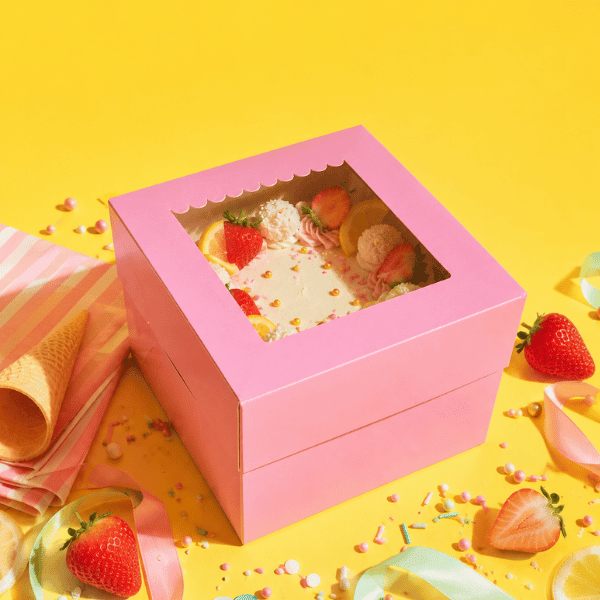 Roze taartdoos 20x20x15 - luifel (10 st) - Cupcakedozen.nl