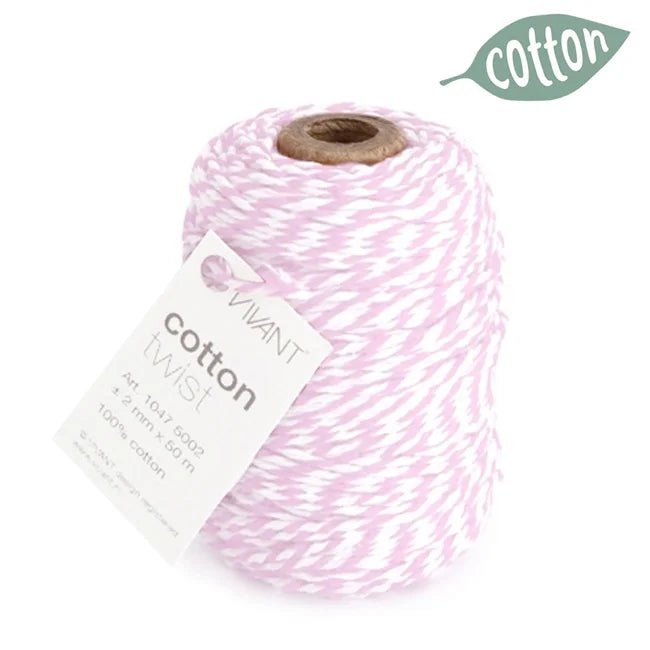 Touw roze/wit (50m/Ø2mm) - Cupcakedozen.nl