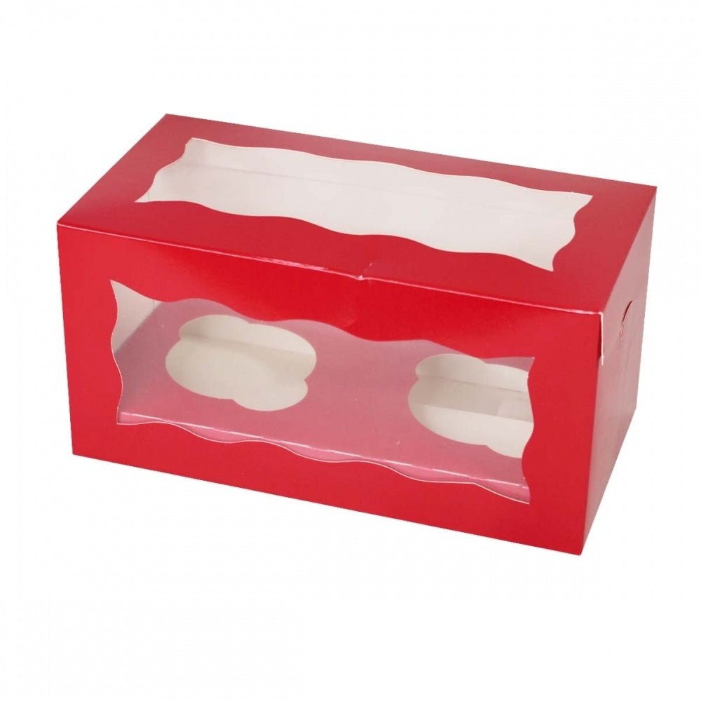 Rode doos voor 2 cupcakes (25 st.) - Cupcakedozen.nl