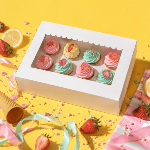 Doos voor 12 minicupcakes - luifel (10 st) - Cupcakedozen.nl