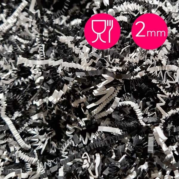 Opvulmateriaal fijn - mix zwart/wit (1 kg) - Cupcakedozen.nl