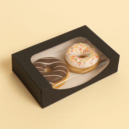 Zwarte doos voor 2 donuts (50 st.) - Cupcakedozen.nl