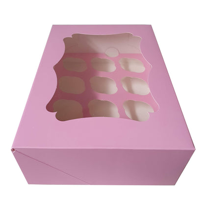 Sierlijke roze doos voor 12 minicupcakes (25 st.)
