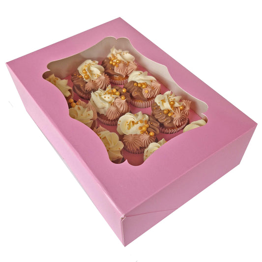 Sierlijke roze doos voor 12 minicupcakes (25 st.)