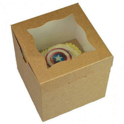 Kraft doos voor 1 cupcake (25 st) - Cupcakedozen.nl