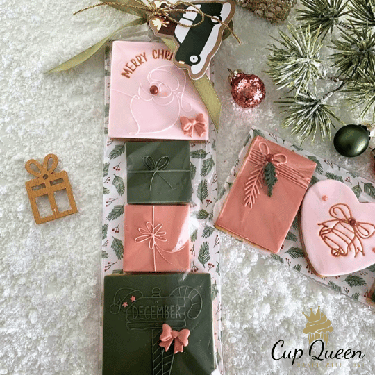 Koekkaart Kerst hulst - 7x21cm (25 st) - Cupcakedozen.nl