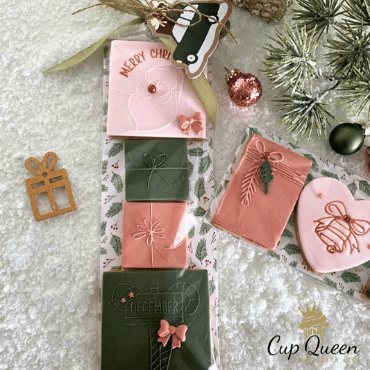 Koekkaart Kerst hulst - 7x21cm (25 st) - Cupcakedozen.nl