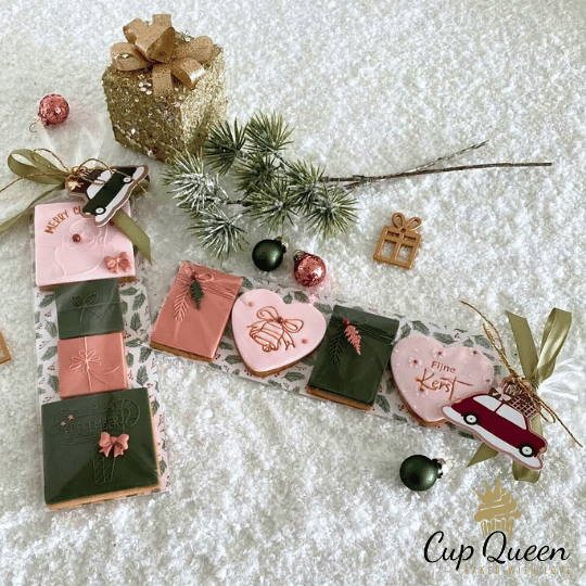 Koekkaart Kerst hulst - 7x21cm (25 st) - Cupcakedozen.nl