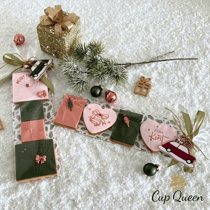 Koekkaart Kerst hulst - 7x21cm (25 st) - Cupcakedozen.nl