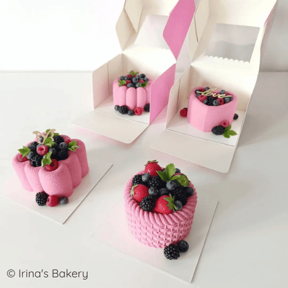 Roze bento doos - luifel (25 st) - Cupcakedozen.nl
