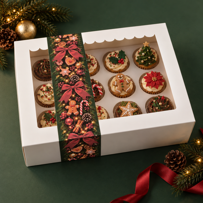 Kerst sleeve voor doos 12 cupcakes (10 st)
