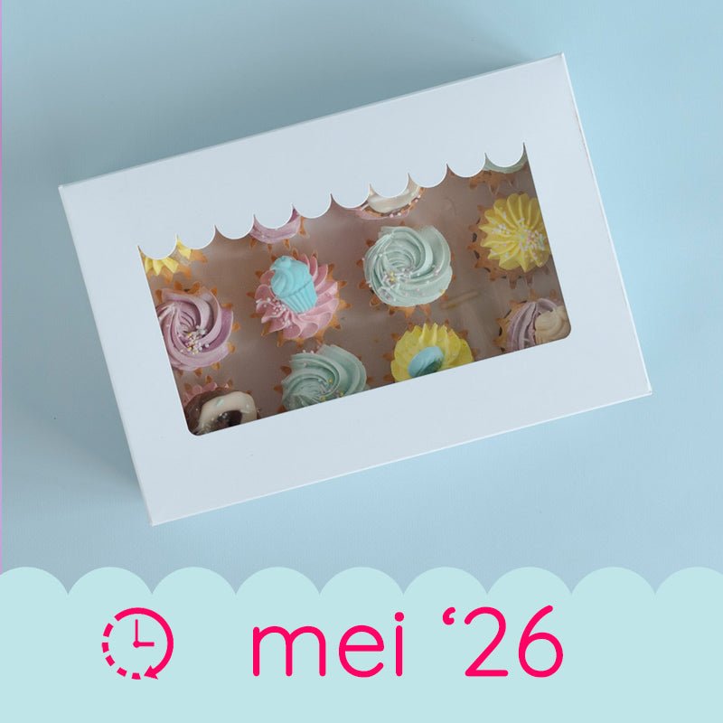 Doos voor 12 minicupcakes - luifel (10 st) - Cupcakedozen.nl