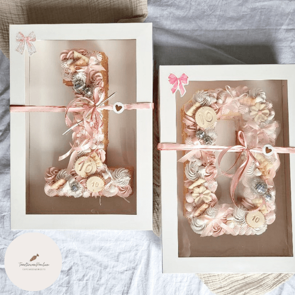 XL Cijfertaartdoos 46x32x10 - 12 cm met venster (10 st) - Cupcakedozen.nl