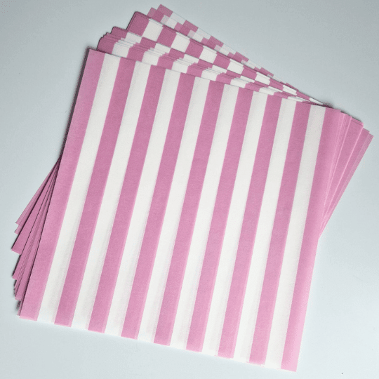 Vetvrij papier - roze strepen (100 st) - Cupcakedozen.nl