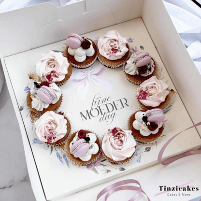 Inlegger cupcakes - Moederdag bloemenkrans (10 st) - Cupcakedozen.nl