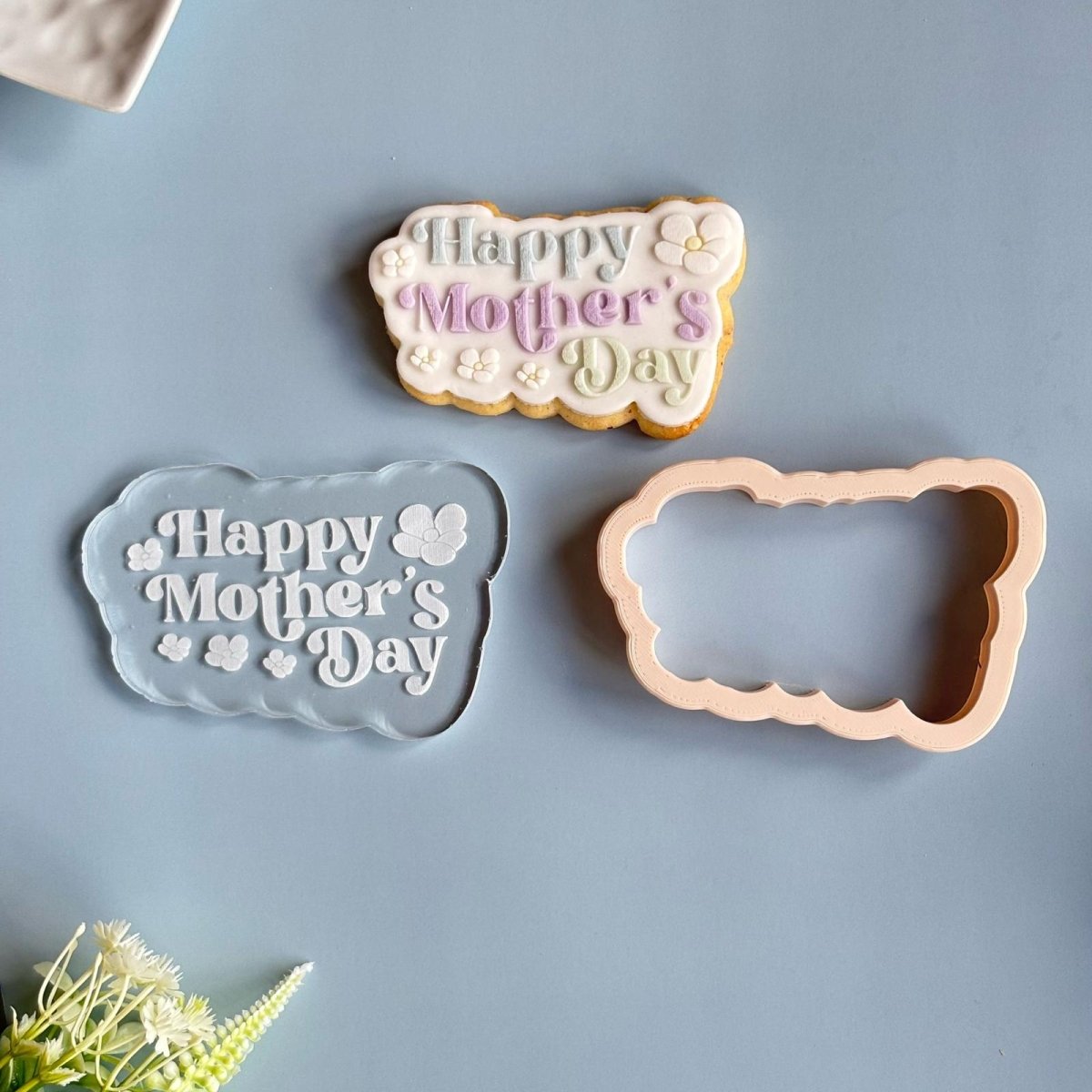 Happy Mother's Day koekje met doorzichtige stempel en uitsteker