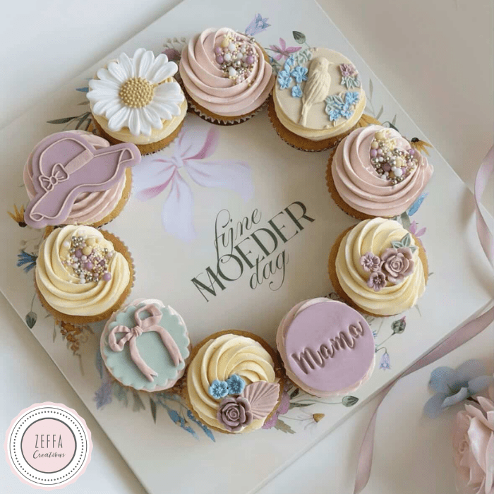 Inlegger cupcakes - Moederdag bloemenkrans (10 st) - Cupcakedozen.nl
