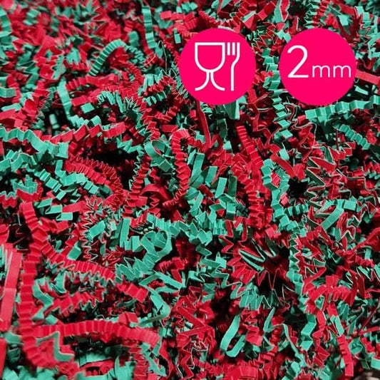 Opvulmateriaal fijn - mix rood/groen (1 kg) - Cupcakedozen.nl