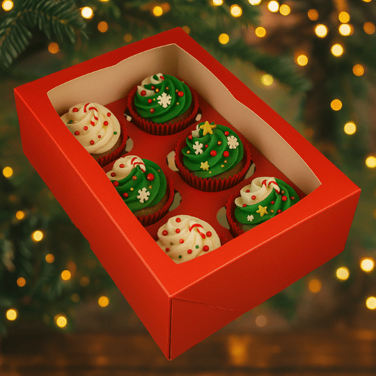 Rode doos voor 6 cupcakes (25 st.) - Cupcakedozen.nl