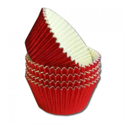 Metallic baking cups - rood (500 stuks) - Cupcakedozen.nl