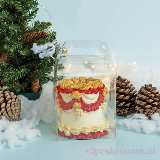 Transparante taartdoos met handvat (10 st) - Cupcakedozen.nl