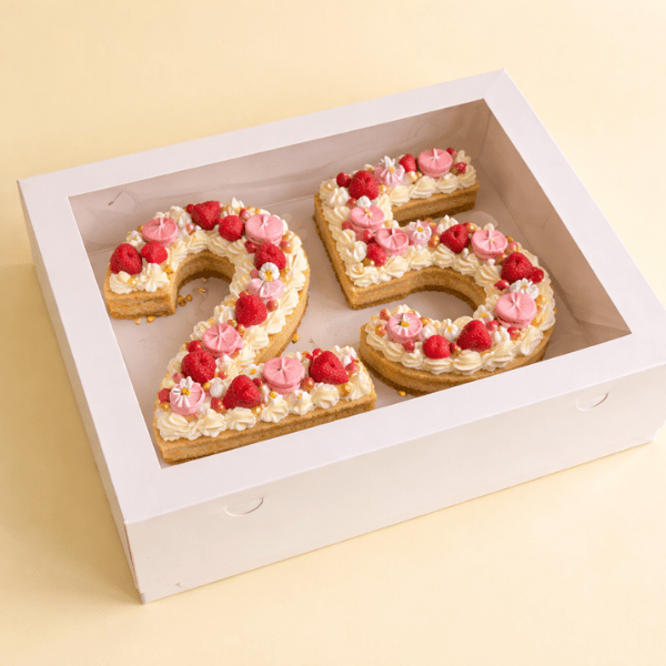 XL Cijfertaartdoos 46x32x10 - 12 cm met venster (10 st) - Cupcakedozen.nl