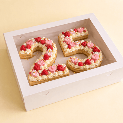 XL Cijfertaartdoos 46x32x10 - 12 cm met venster (10 st) - Cupcakedozen.nl