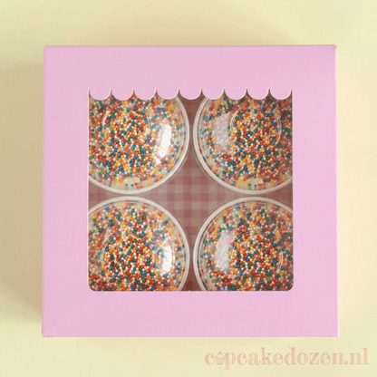 Dot cake bakjes met koepeldeksel (50 st) - Cupcakedozen.nl