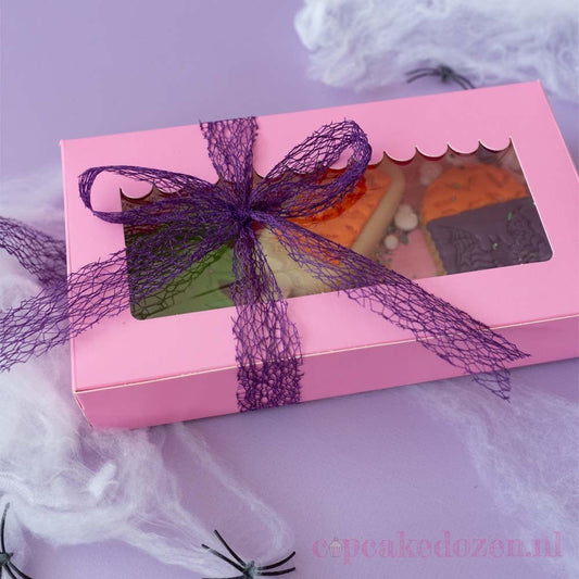 Roze sweet box 23x12,5x5 - luifel (10 st) - Cupcakedozen.nl