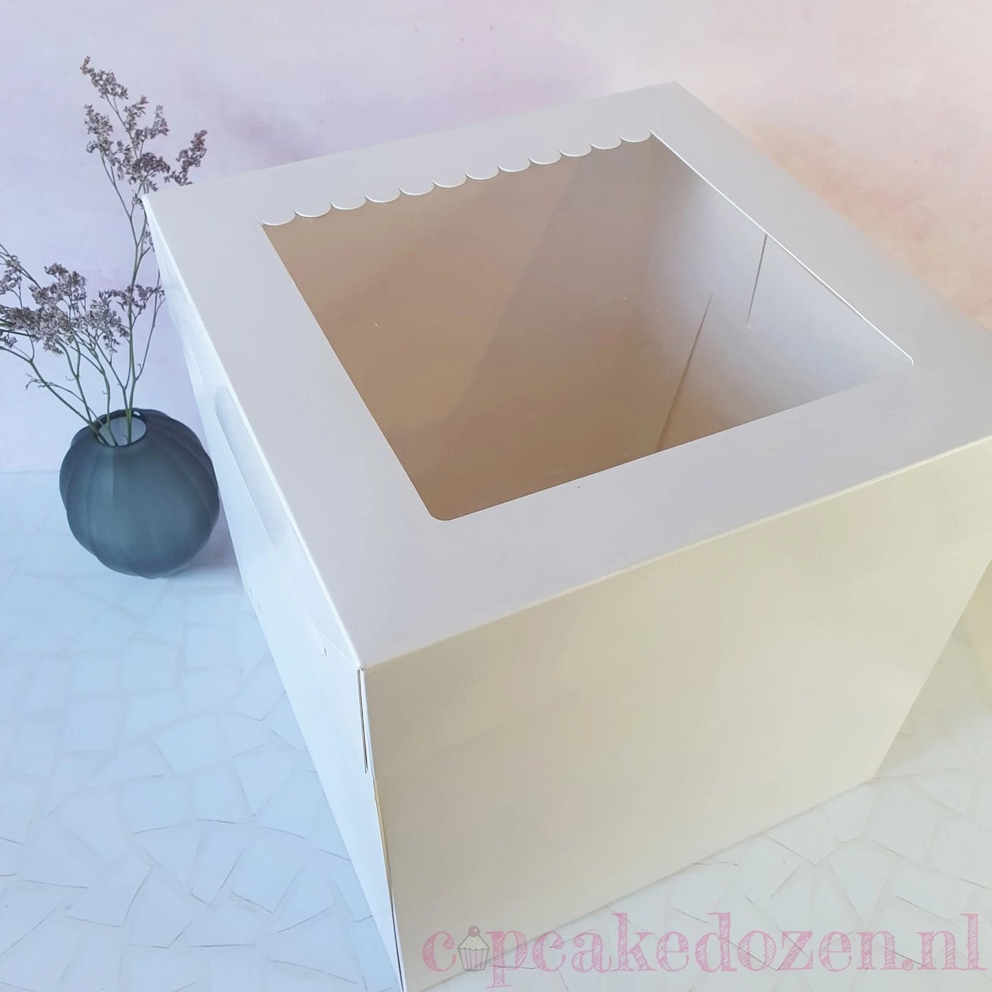 Hoge taartdoos 28x28x28 - luifel (10 st) - Cupcakedozen.nl