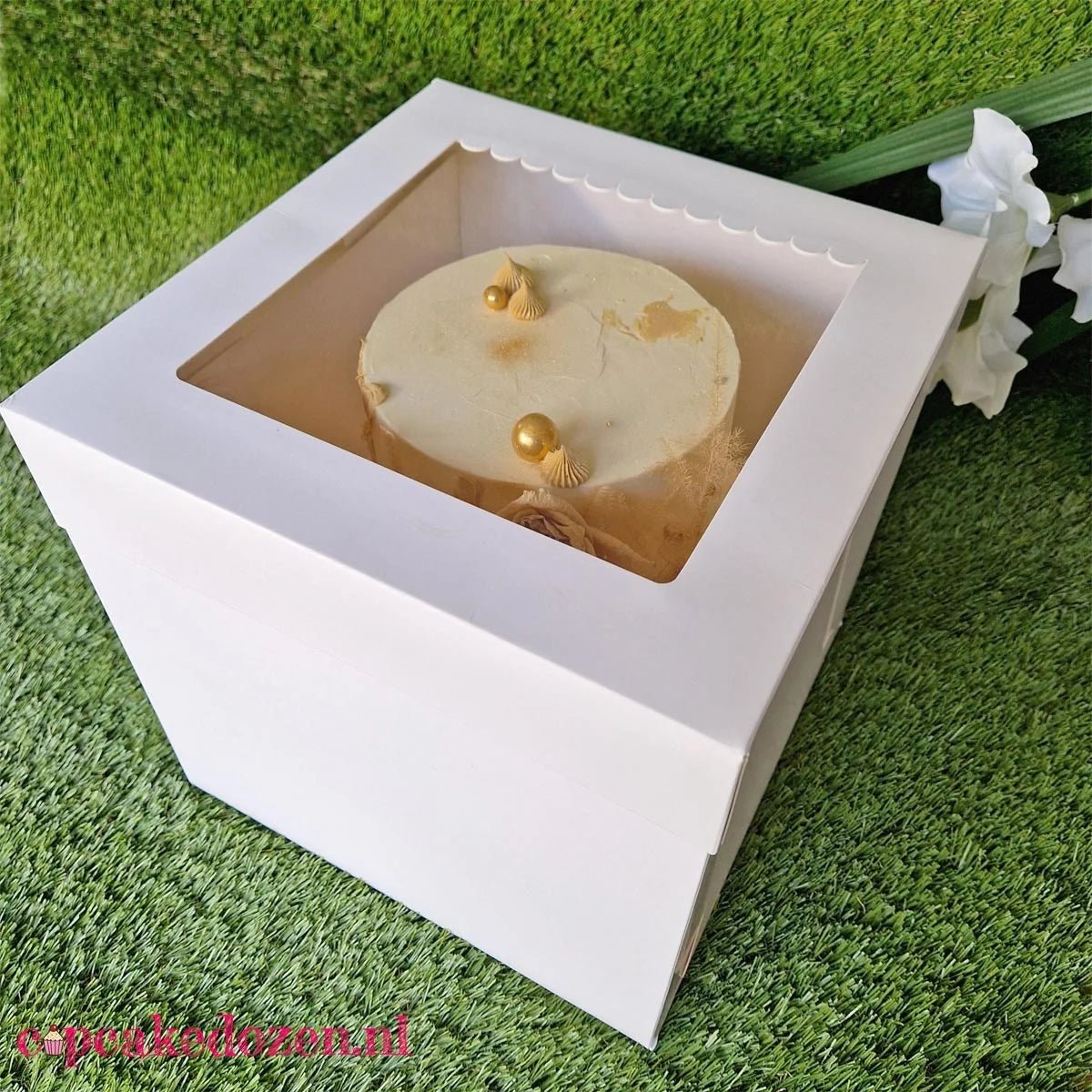 Hoge taartdoos 28x28x28 - luifel (10 st) - Cupcakedozen.nl