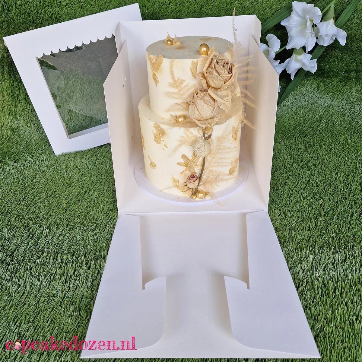 Hoge taartdoos 28x28x28 - luifel (10 st) - Cupcakedozen.nl