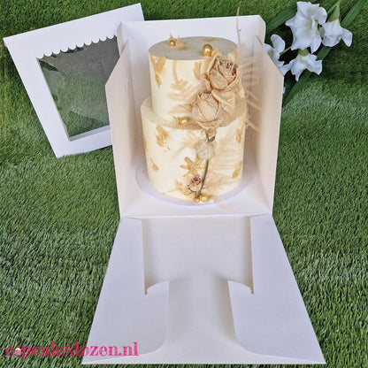 Hoge taartdoos 28x28x28 - luifel (10 st) - Cupcakedozen.nl