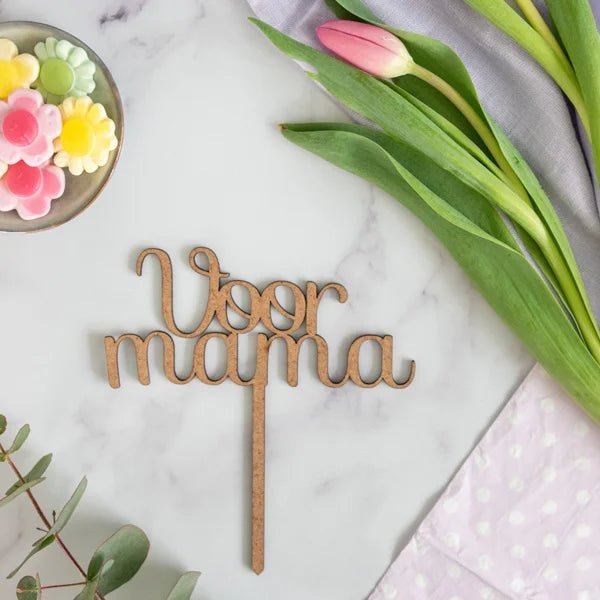 Cake toppers MDF - Voor mama (5 st) - Cupcakedozen.nl