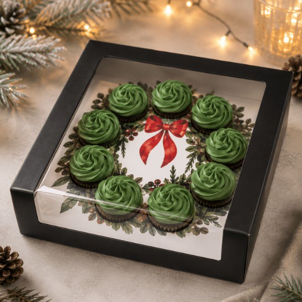 Zwarte gebaksdoos - 30x30x9 (10 st) - Cupcakedozen.nl