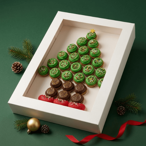 Doos voor 30 minicupcakes - kerstboom (10 st) - Cupcakedozen.nl