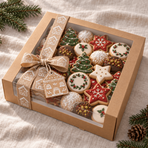 Kraft gebaksdoos - 30x30x9 (10 st) - Cupcakedozen.nl