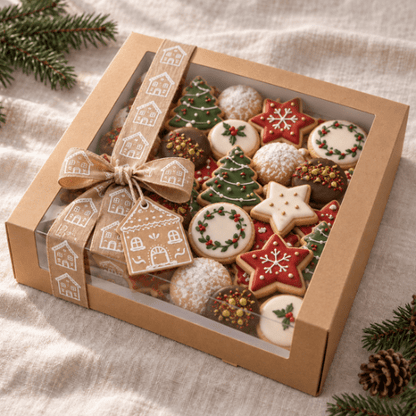 Kraft gebaksdoos - 30x30x9 (10 st) - Cupcakedozen.nl